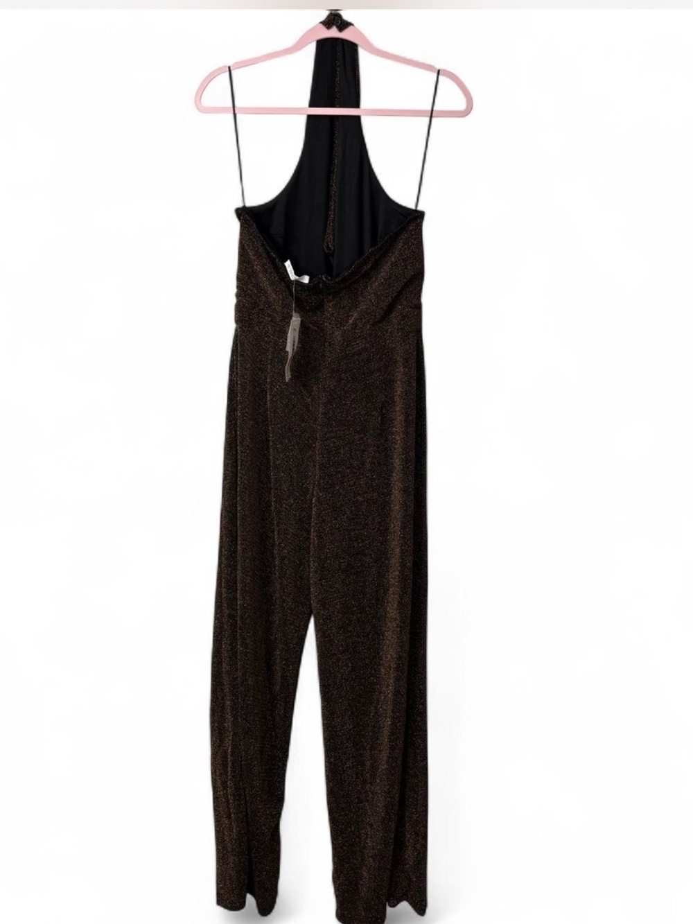 12th Tribe Metallic Brown/Gold Cowl-Neck Wide-Leg Jumpsuit - Picture 5 of 5